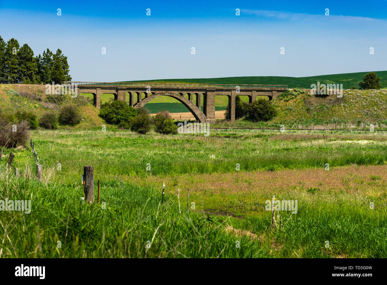 The concrete railroad bridge at Rosalia, Washington, USA Stock Photo