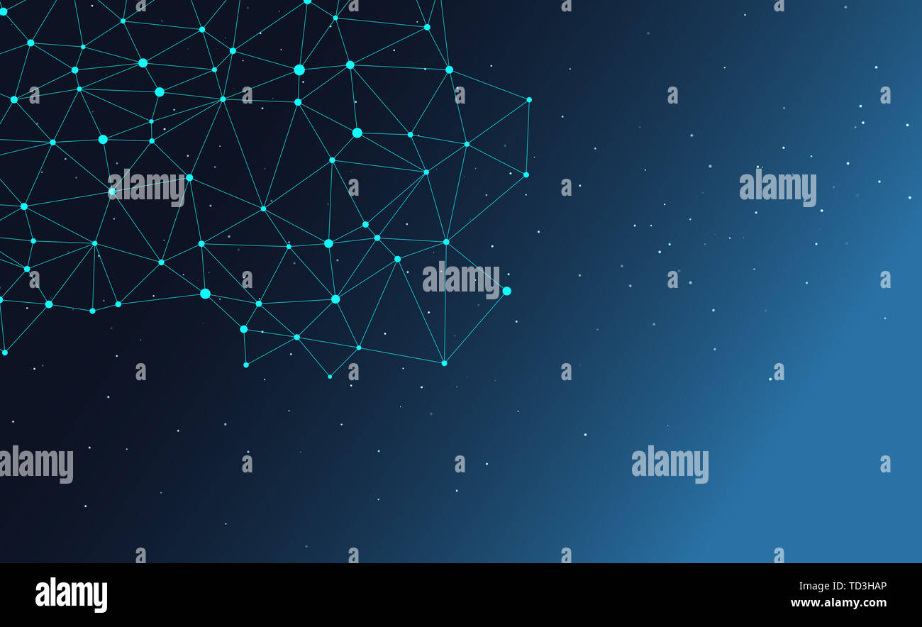 Interconnected dot wire material with a sense of technology. Big data concept background. Stock Photo