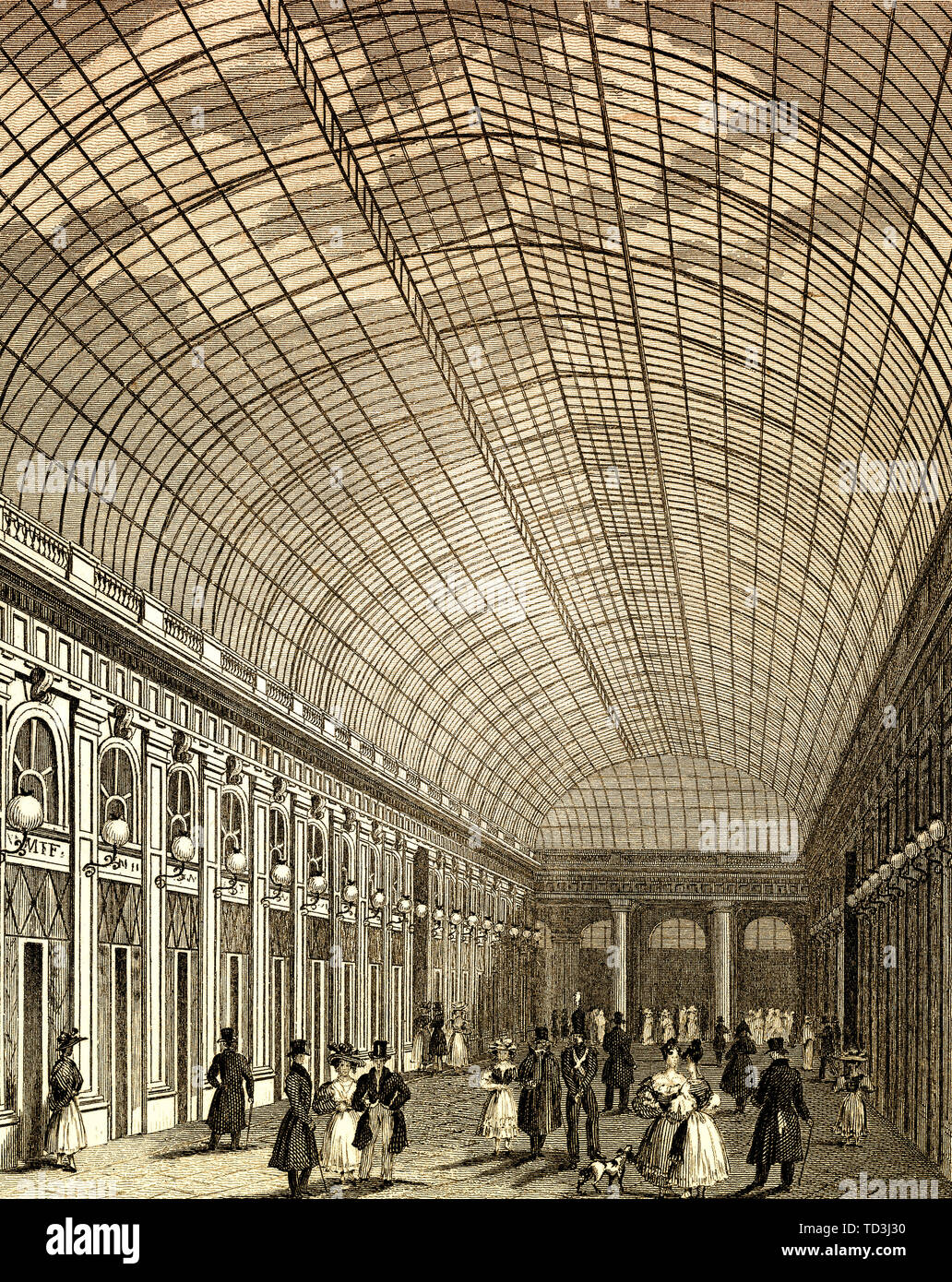 Galerie d'Orléans, Palais-Royal, Paris, antique steel engraved print ...