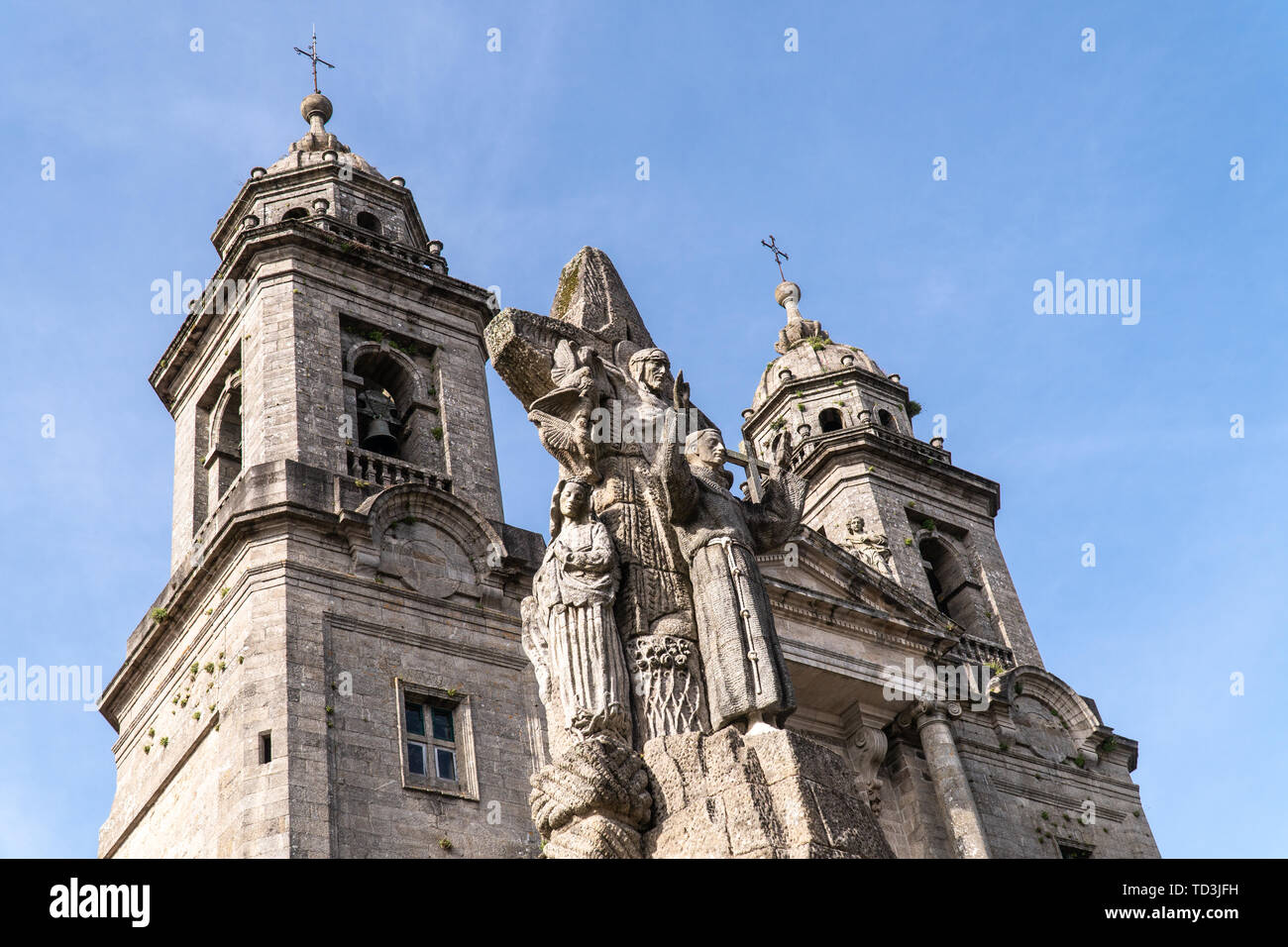 San Francisco de Asis Monument and san francisco church at background. Santiago de Compostela, Spain Stock Photo
