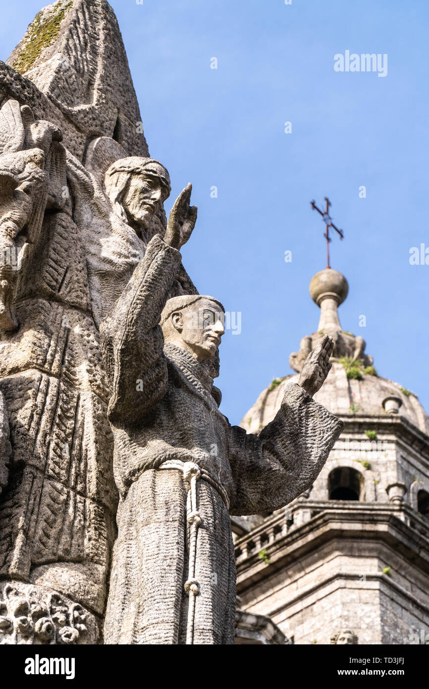 San Francisco de Asis Monument and san francisco church at background. Santiago de Compostela, Spain Stock Photo