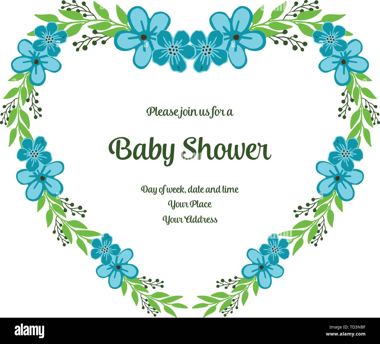 Vector illustration decorative of card baby shower with crowd of blue ...