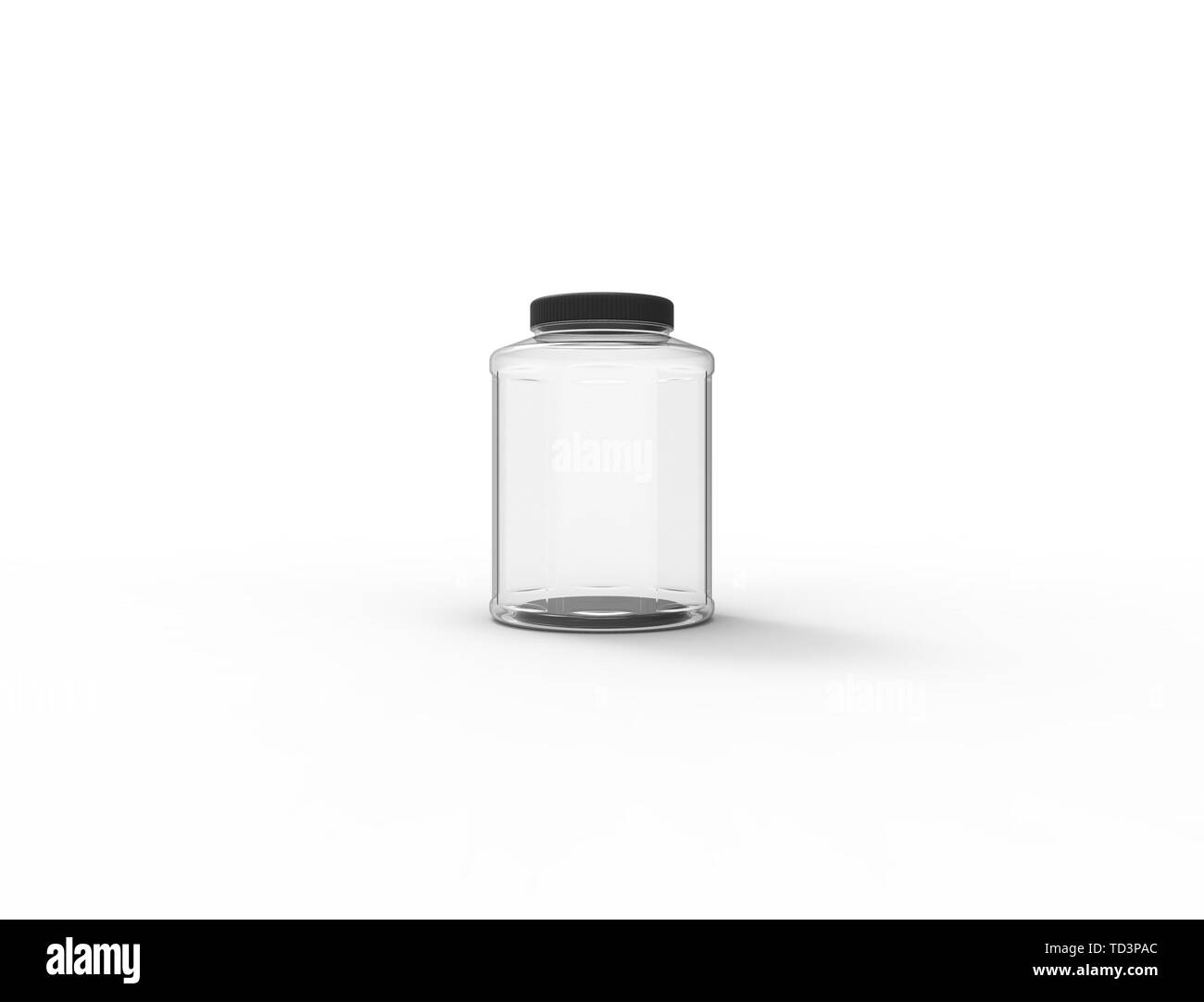 3d rendering of a plastic glass jar isolated on white background Stock