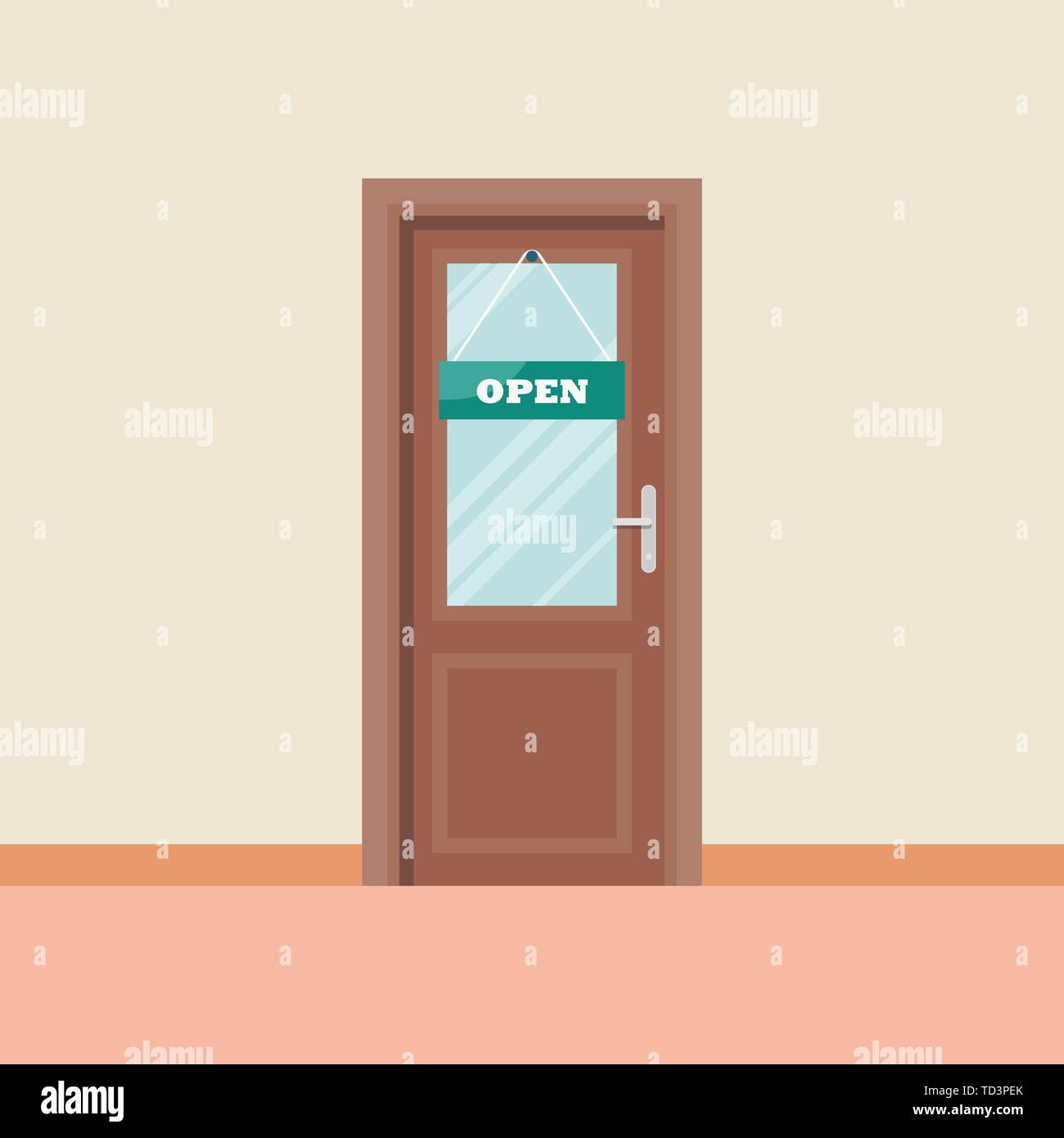 Door icon in flat style. Vector illustration Stock Vector