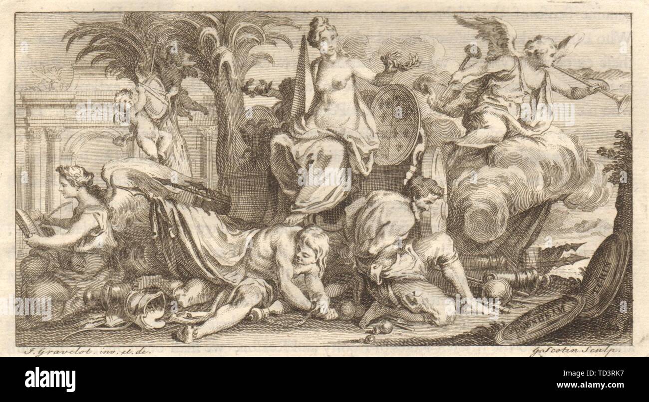 Blenheim - Turin. Nymphs 1736 old antique vintage print picture Stock Photo