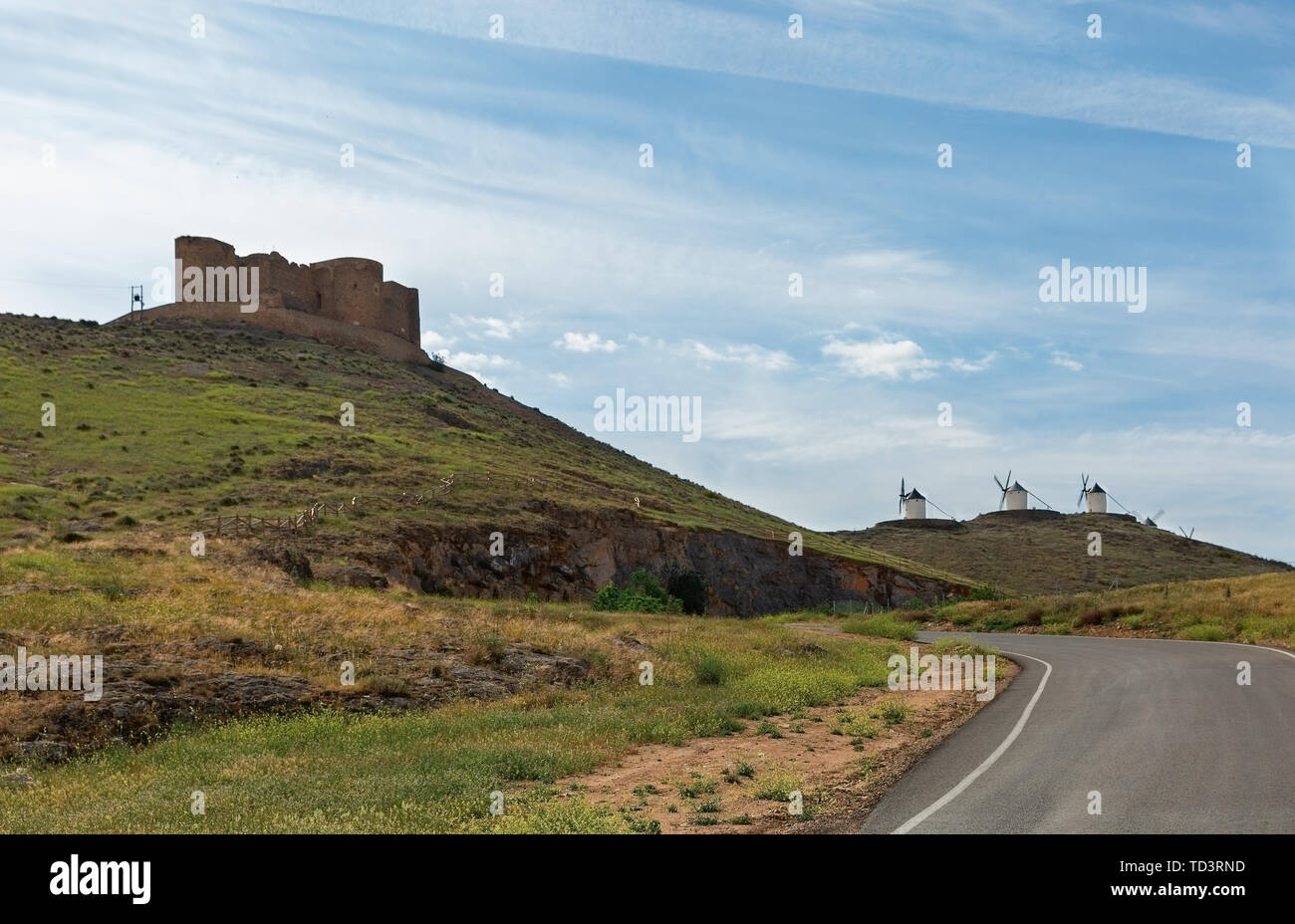 ruins of an old fortress in Consuegra Spain Stock Photo