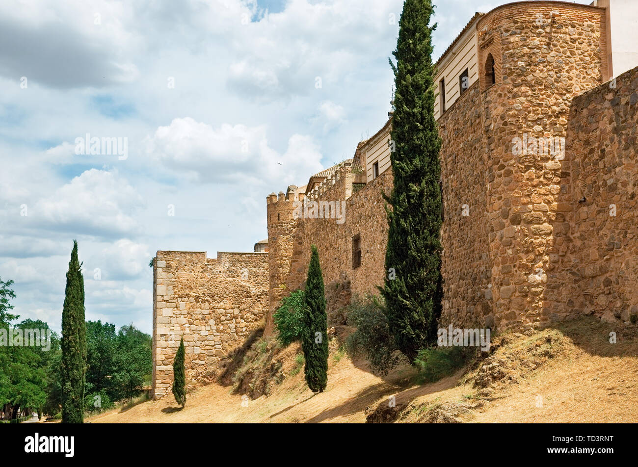 Old fortress wall in Toledo Stock Photo