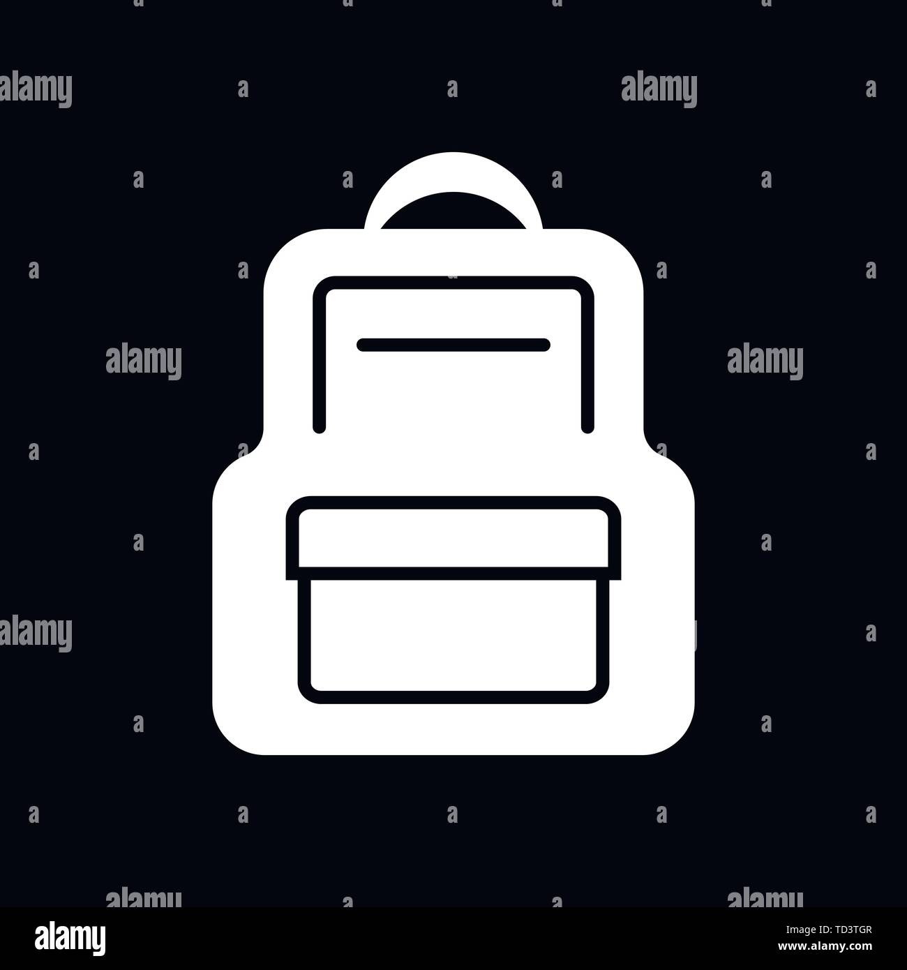 Backpack solid icon on background. Luggage glyph style design, designed for web and app. Stock Vector