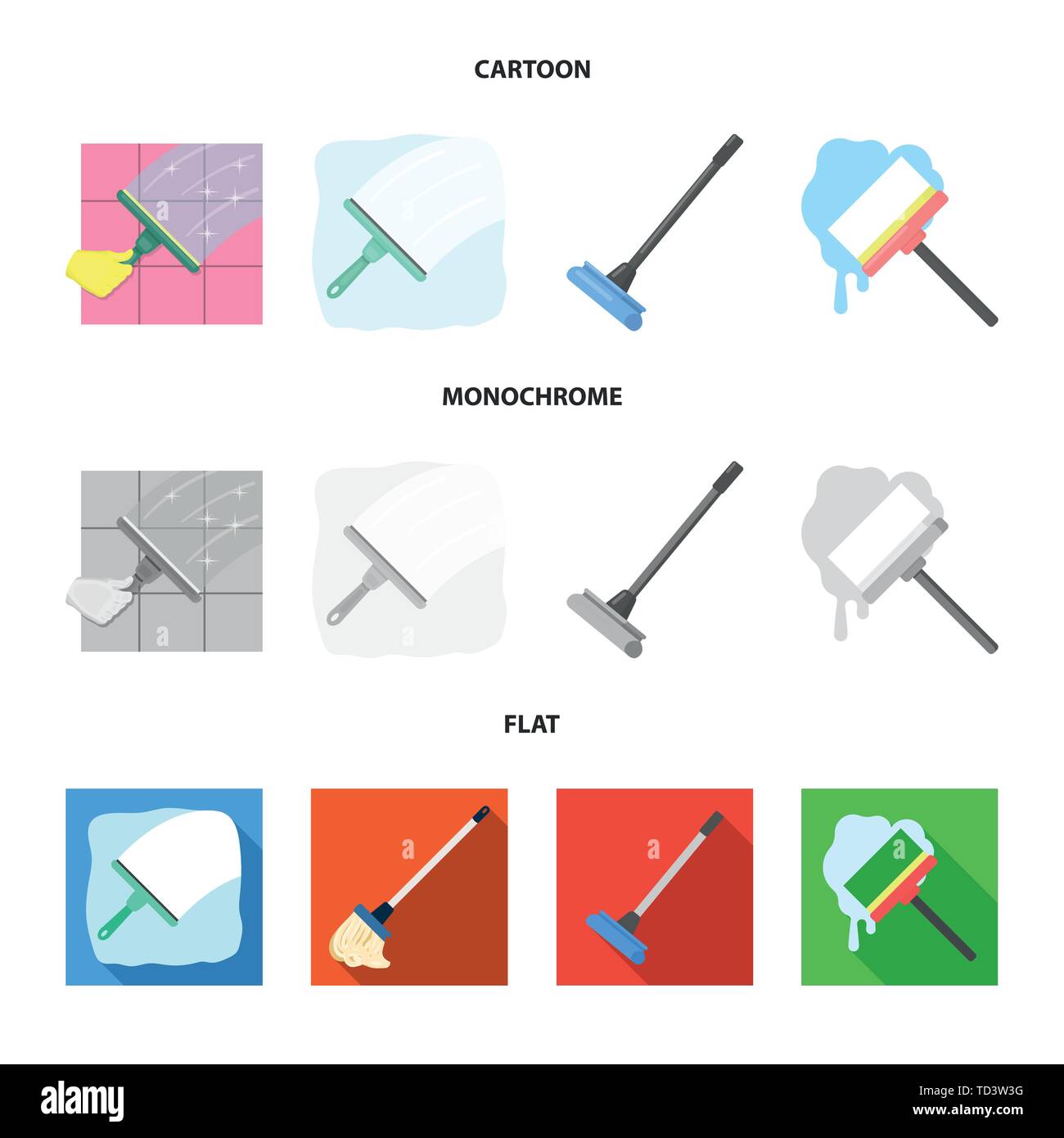 Vector design of mop and broom icon. Collection of mop and cleaner