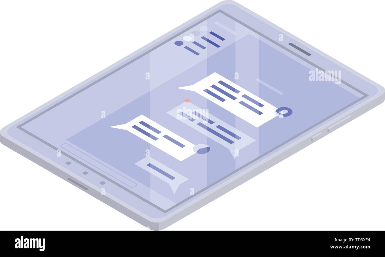 Chatbot tablet icon, isometric style Stock Vector