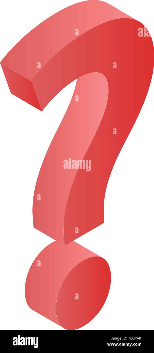 Red question sign icon, isometric style Stock Vector