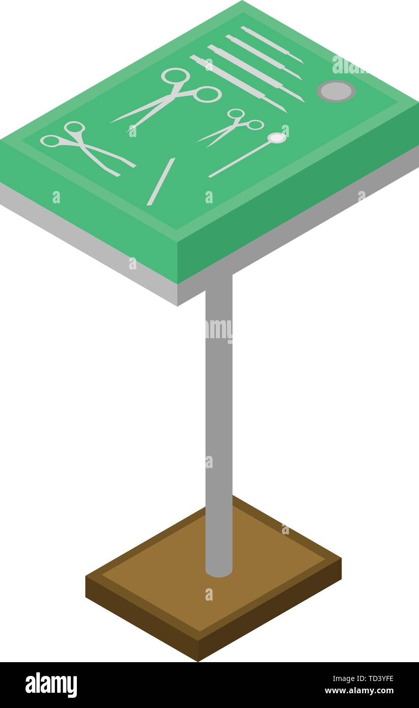 Green surgical stand icon, isometric style Stock Vector