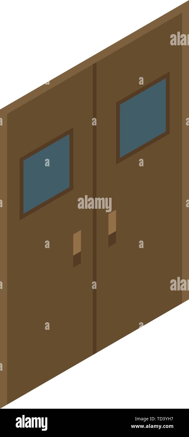 Surgical room doors icon, isometric style Stock Vector