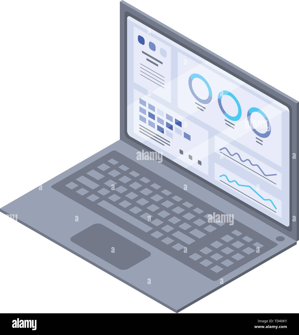Genetic info laptop icon, isometric style Stock Vector