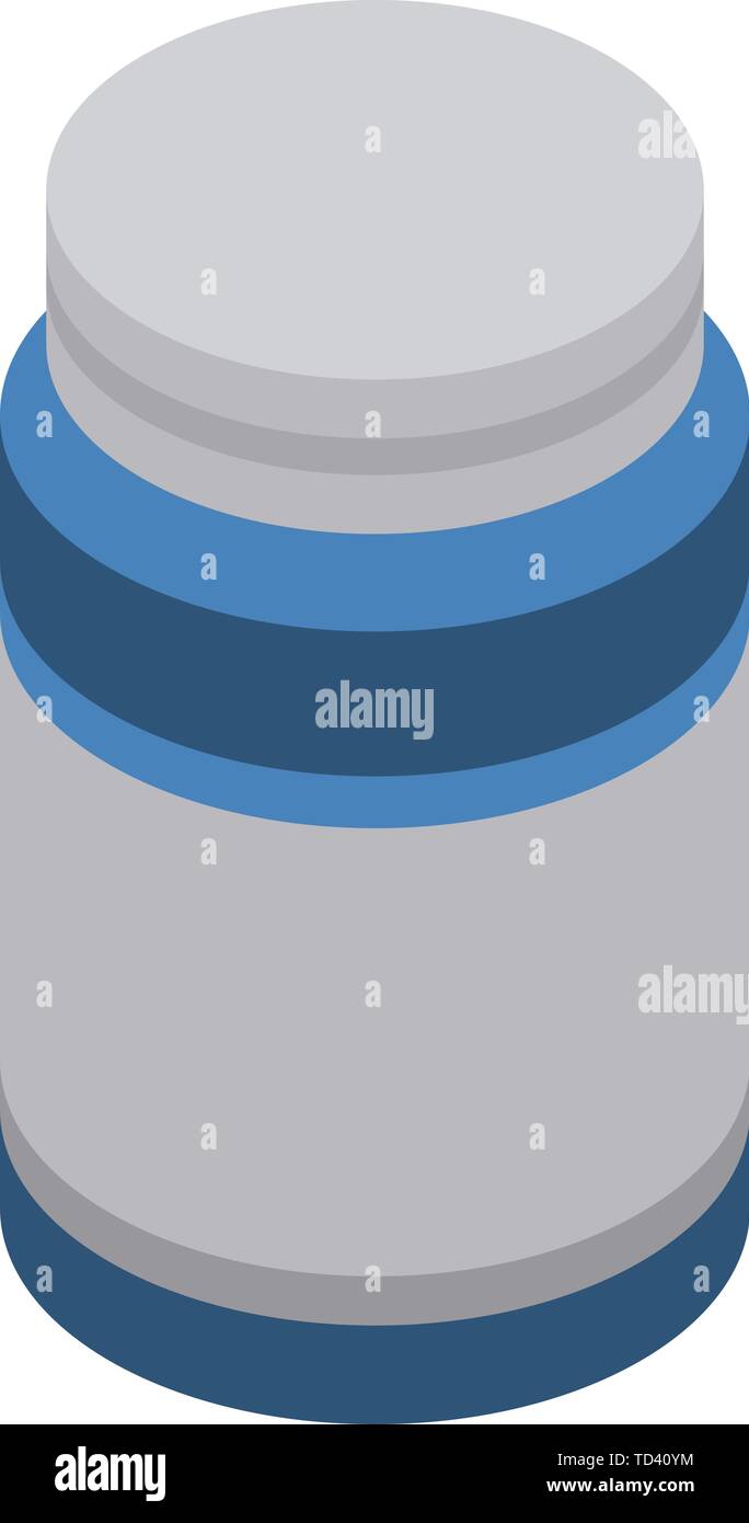 Pill jar icon, isometric style Stock Vector