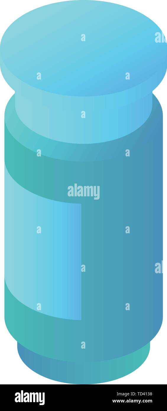 Blue pill glass icon, isometric style Stock Vector