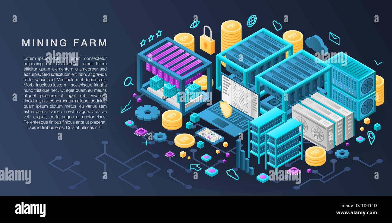 Mining farm concept banner, isometric style Stock Vector Image & Art ...