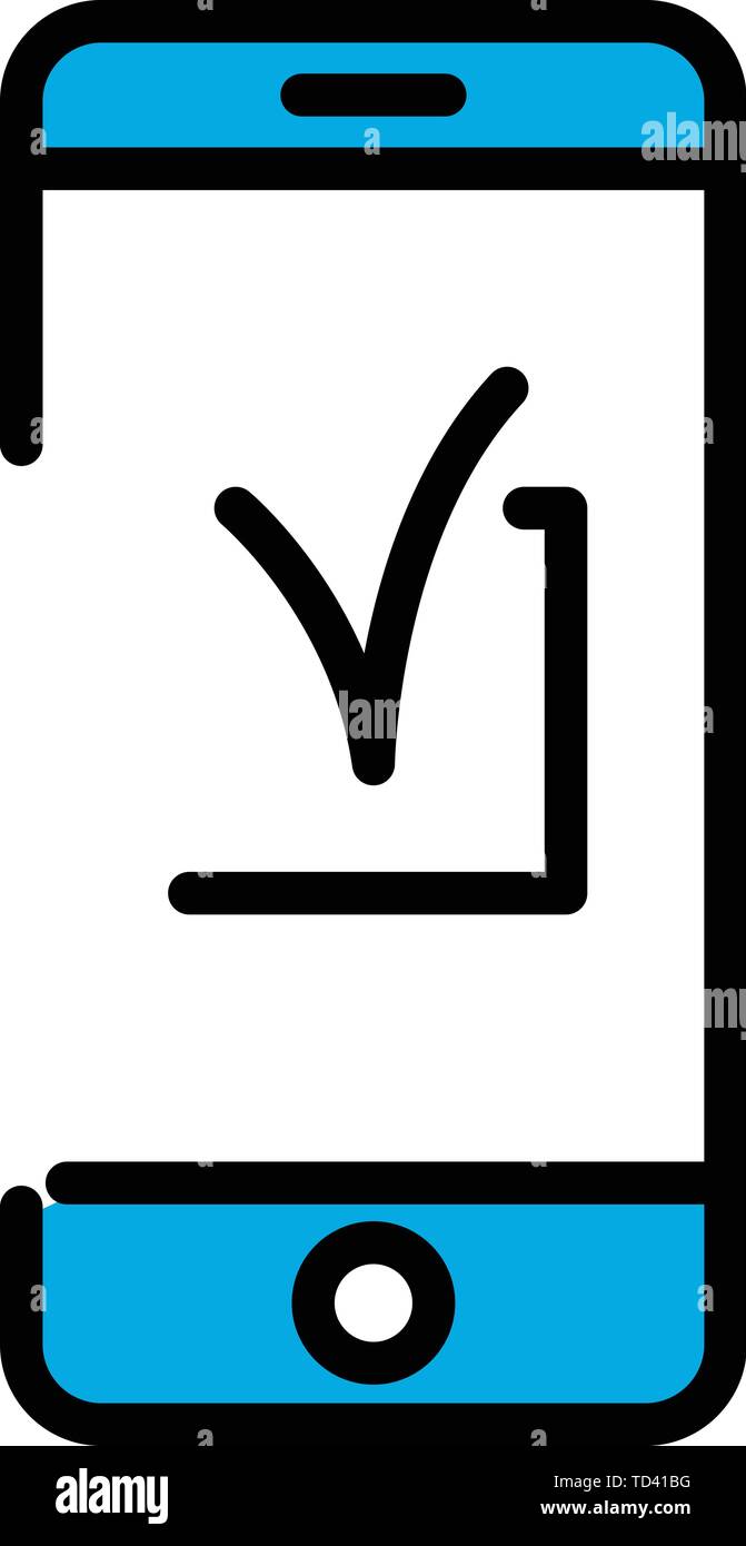 Checked smartphone icon, outline style Stock Vector