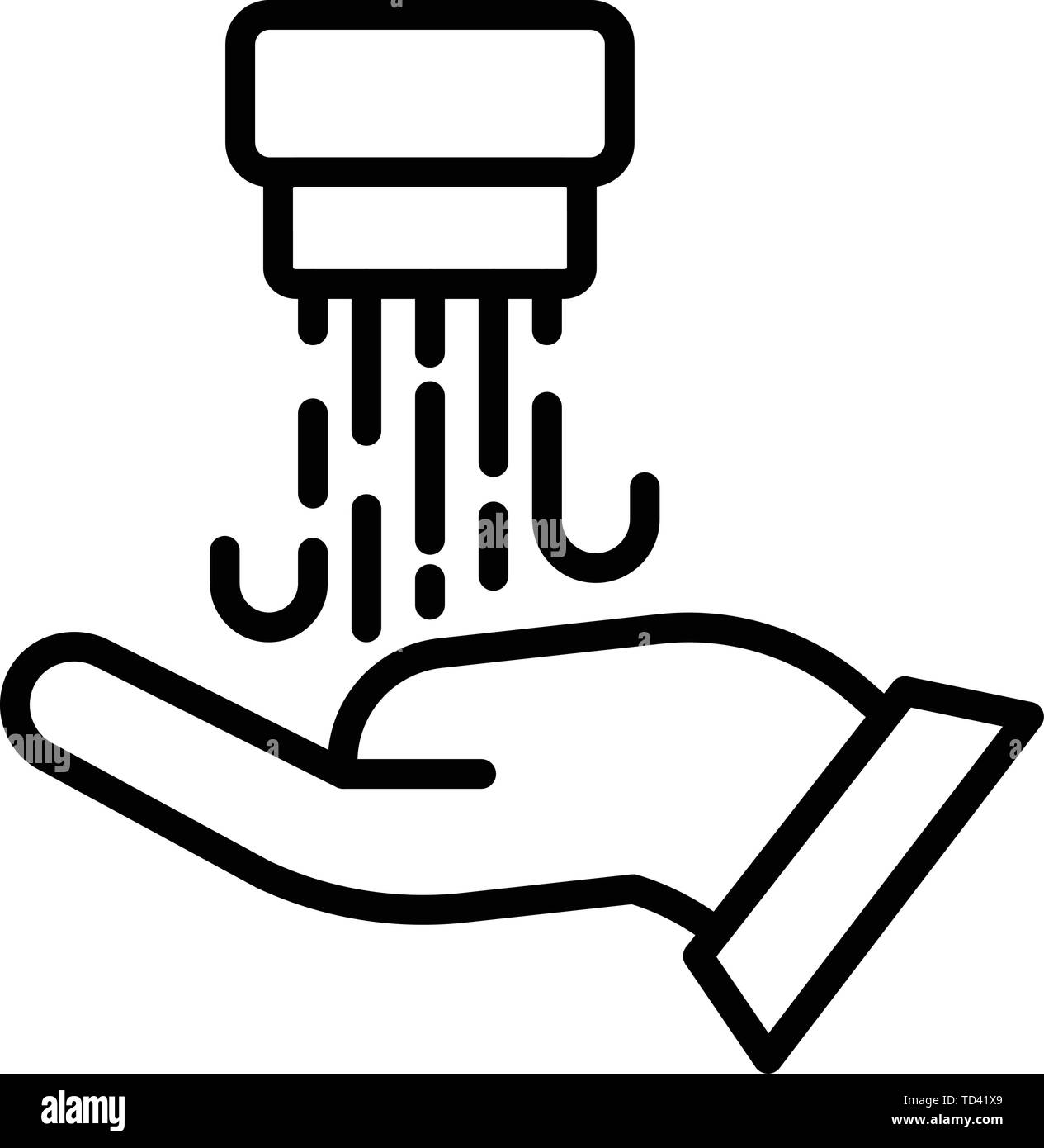 Hand dryer icon, outline style Stock Vector