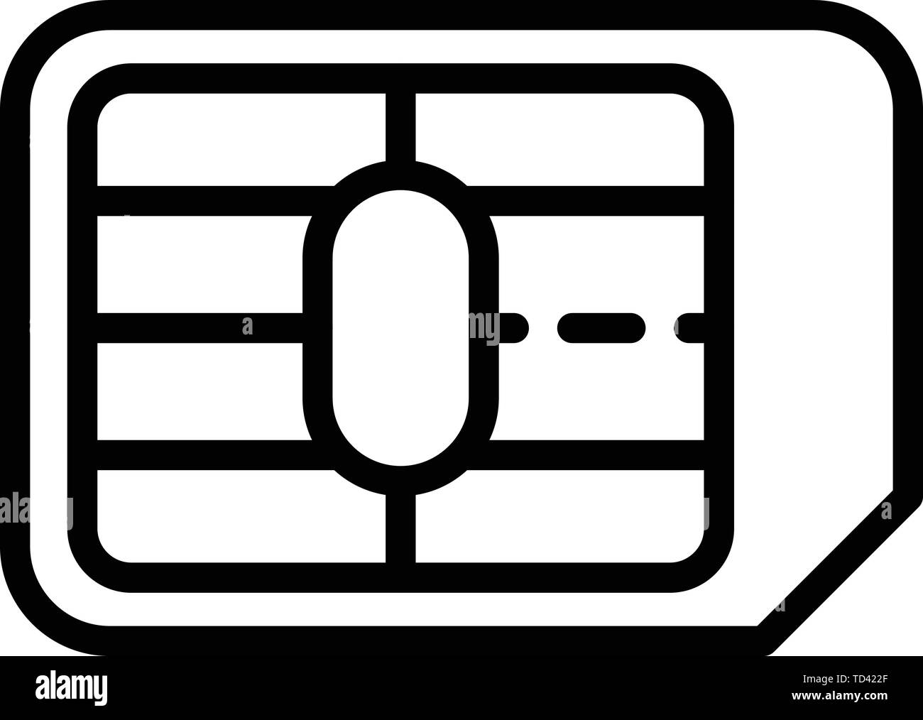 Micro sim card icon, outline style Stock Vector