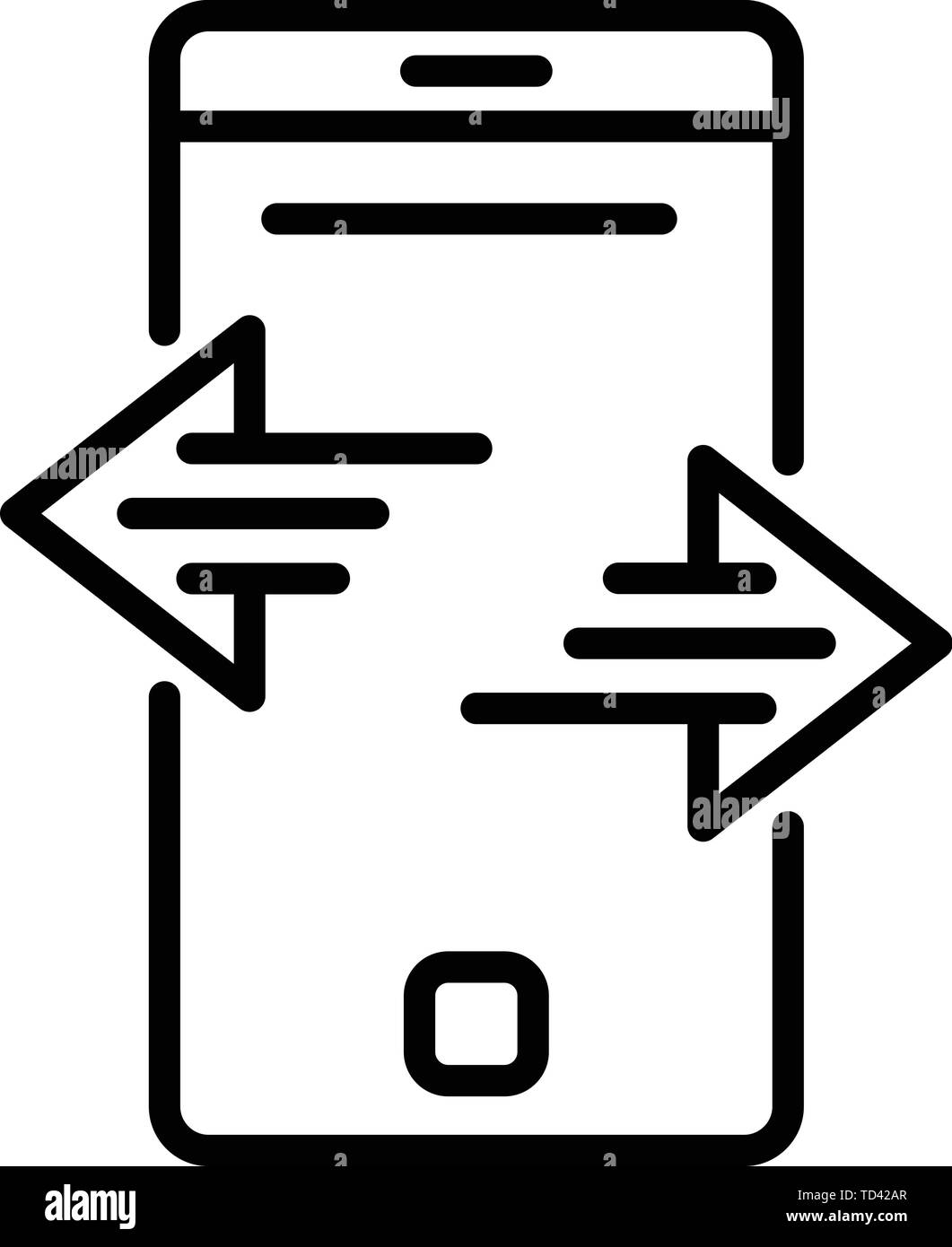 Smartphone data transfer icon, outline style Stock Vector