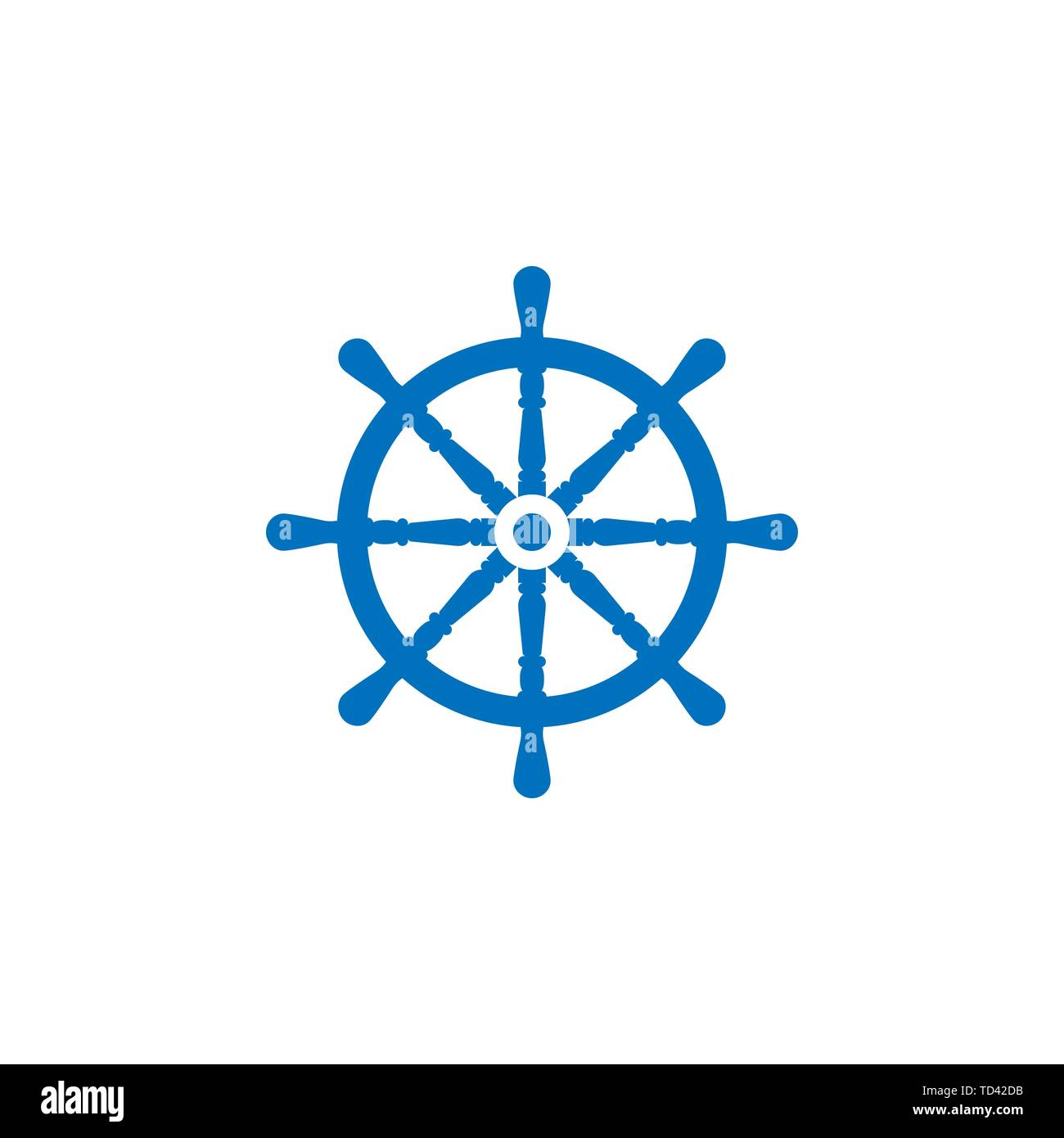 Vector illustration, flat design. Ship steering wheel Stock Vector