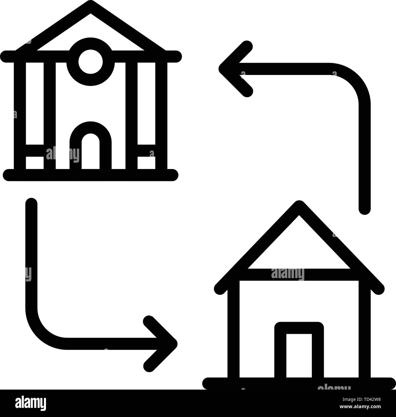 Mortgage accommodation icon, outline style Stock Vector
