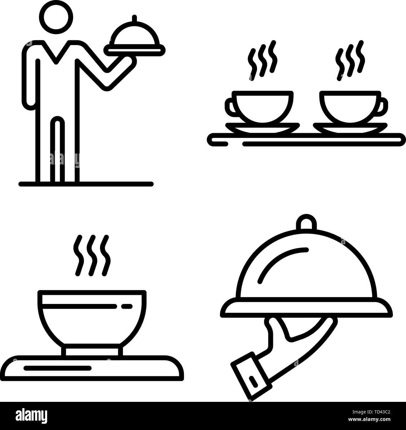Waiter icons set, outline style Stock Vector Image & Art - Alamy