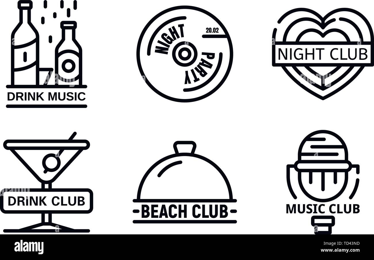 Nightclub logo set, outline style Stock Vector Image & Art - Alamy