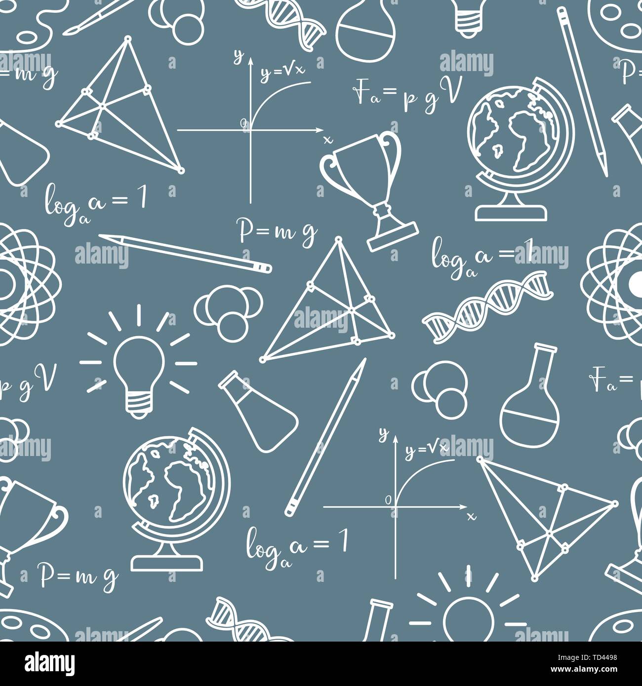 Vector seamless pattern with scientific, education elements: globe ...