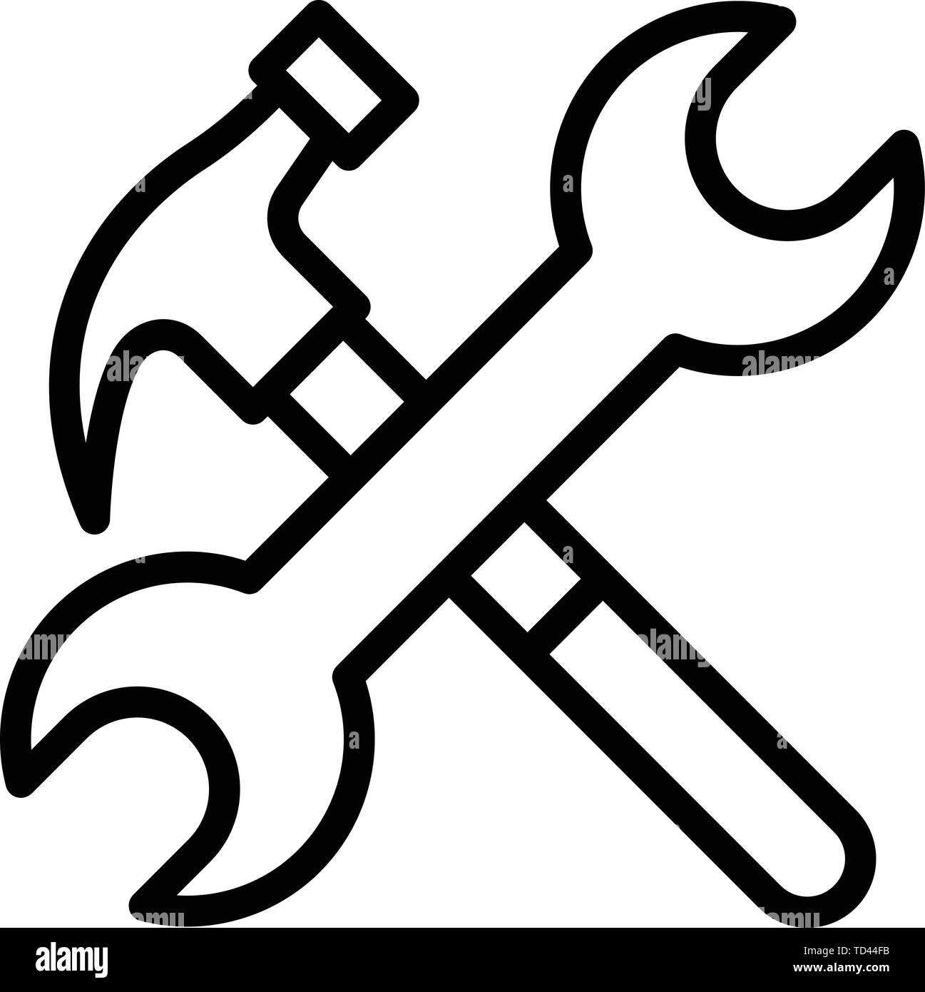 Hammer and wrench icon, outline style Stock Vector Image & Art Alamy