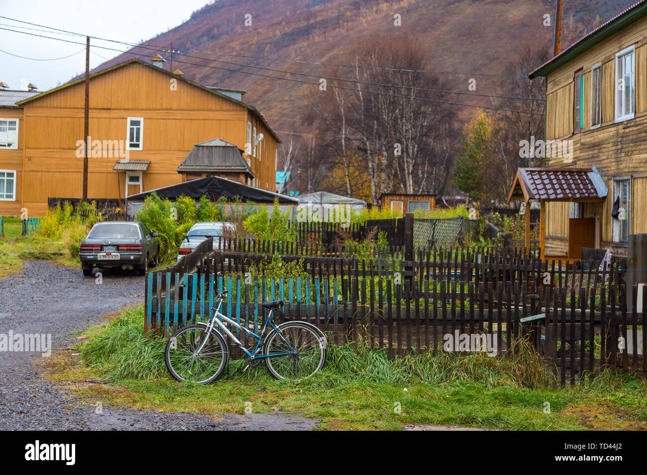 Esso, Kamchatka Peninsula, Russia 02 October 2014 Wooden yellow