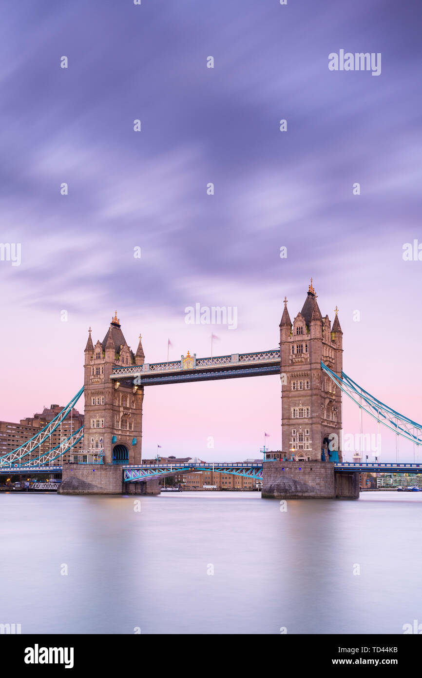 Tower Bridge from the south bank of the River Thames, London, England, United Kingdom, Europe Stock Photo