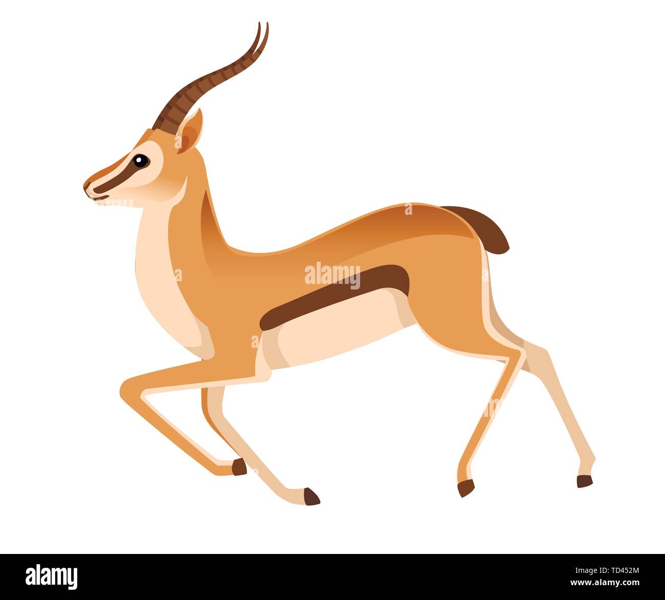 African wild black-tailed gazelle with long horns cartoon animal design  flat vector illustration on white background side view antelope running  Stock Vector Image & Art - Alamy