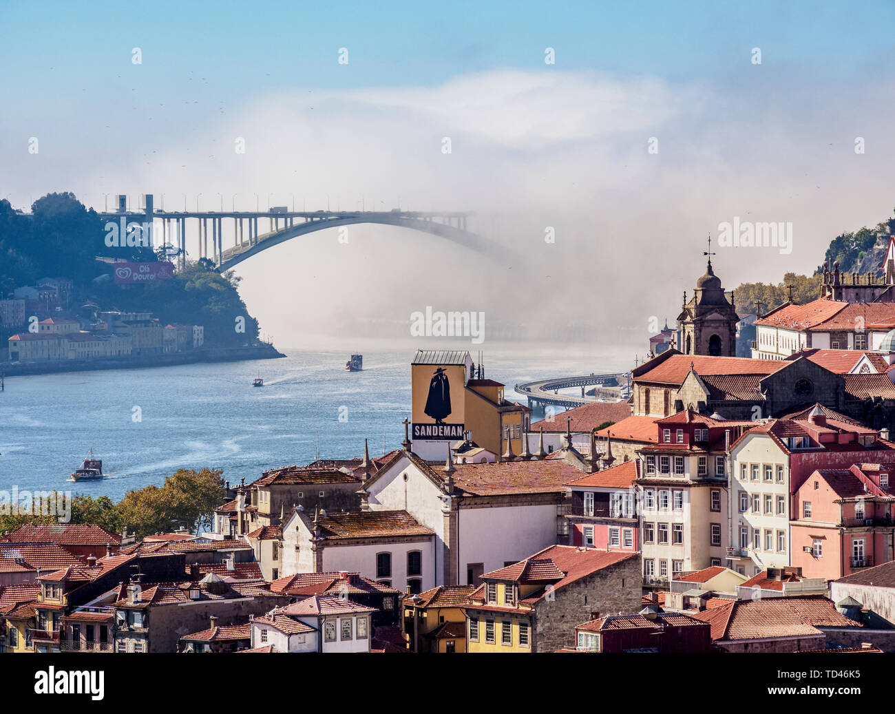 View towards Arrabida Bridge, Porto, Portugal, Europe Stock Photo