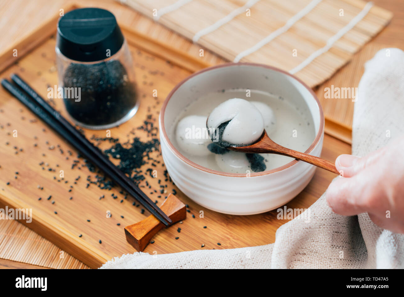 Black sesame dumplings photo Stock Photo Alamy