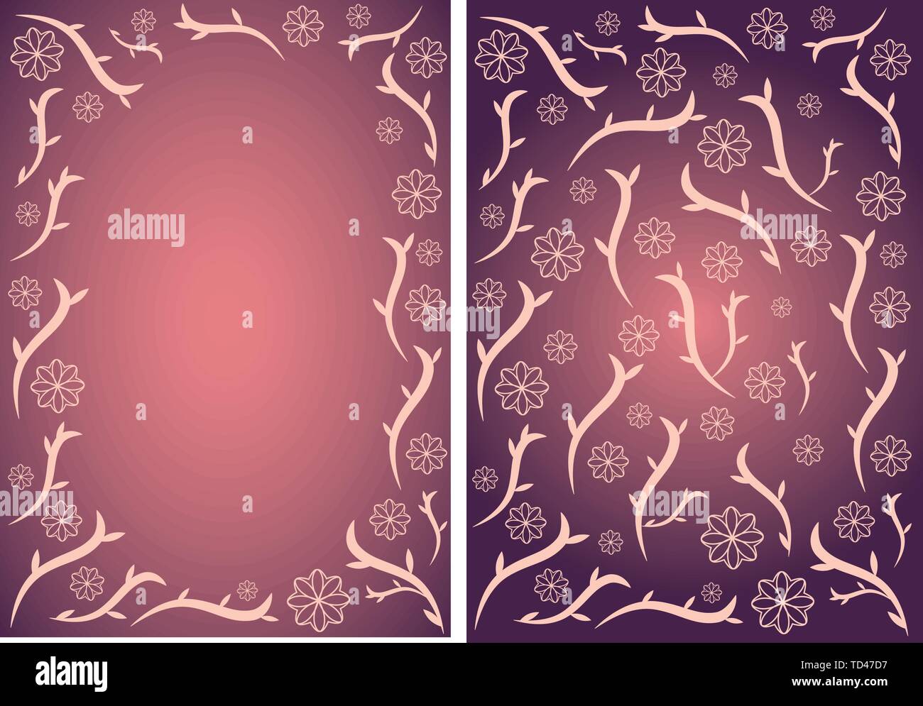 Pink and violet floral vector card, brochure background Stock Vector ...