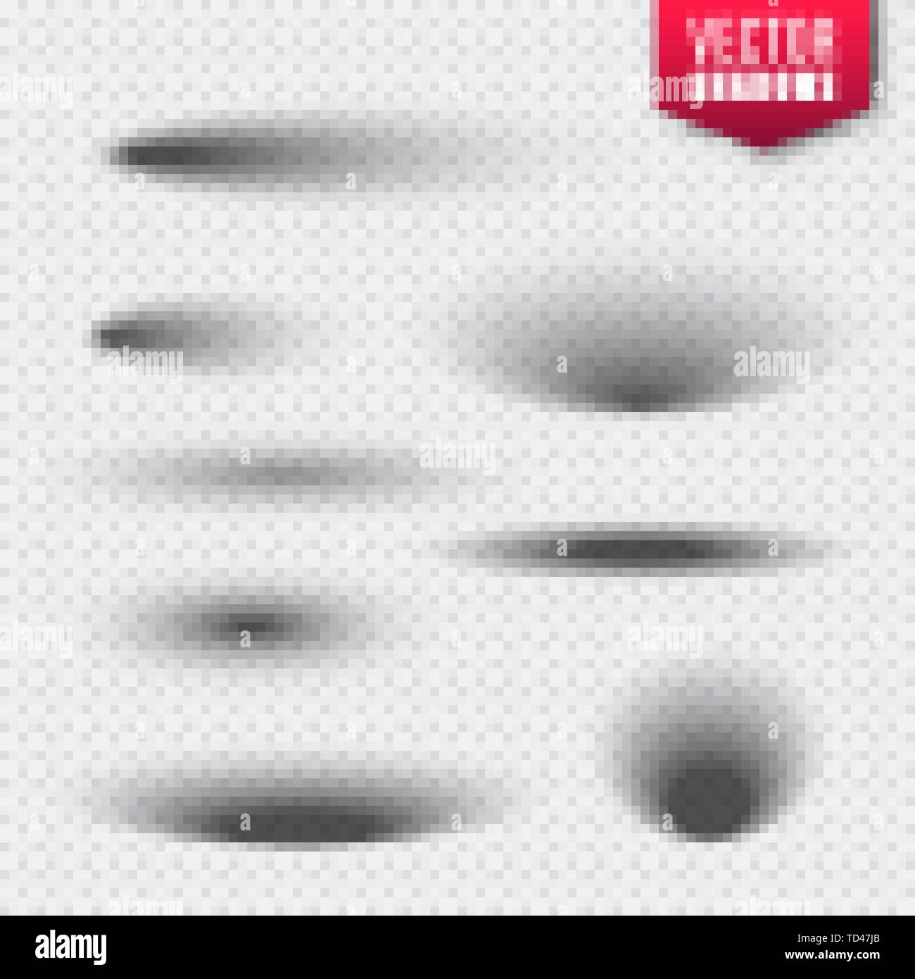 Vector shadows set on transparent background. Realistic isolated shadow ...