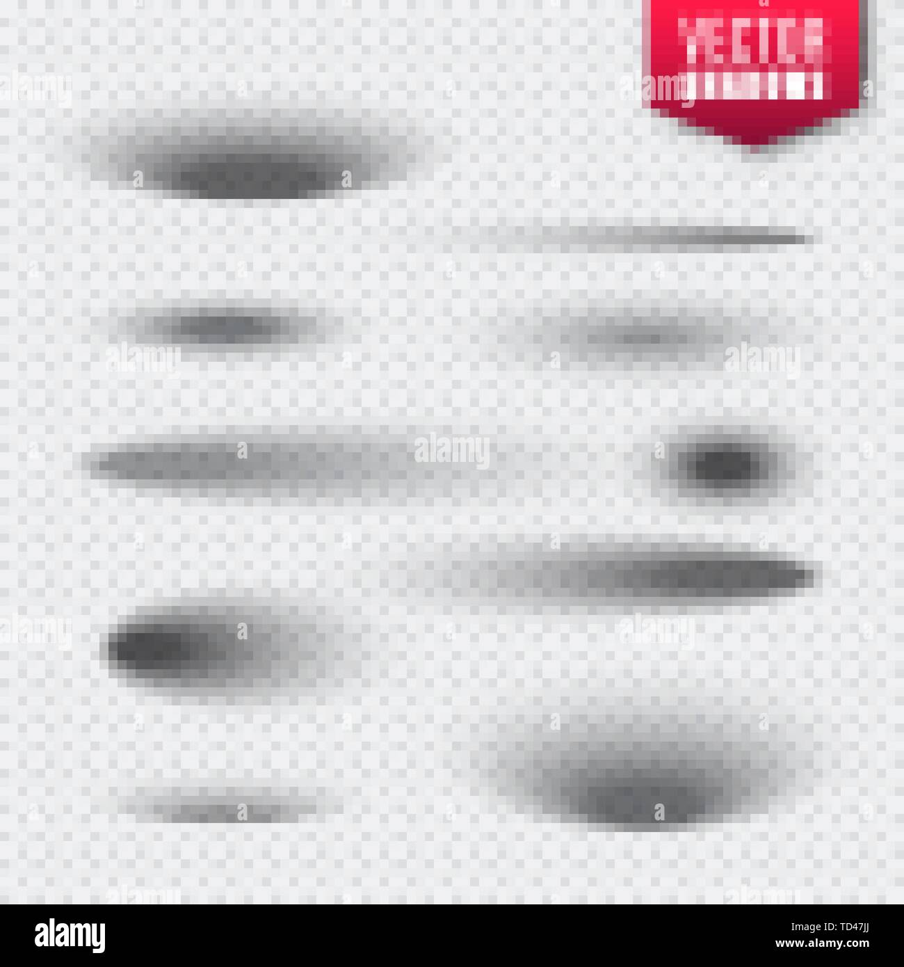 Vector shadows set on transparent background. Realistic isolated shadow ...
