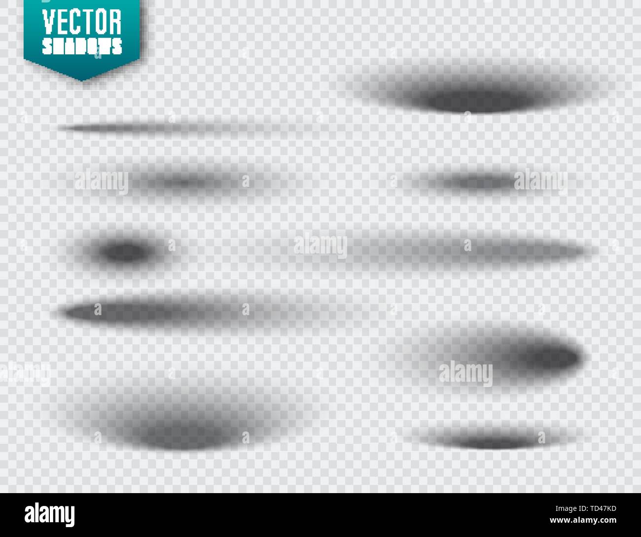 Vector shadows set on transparent background. Realistic isolated shadow ...
