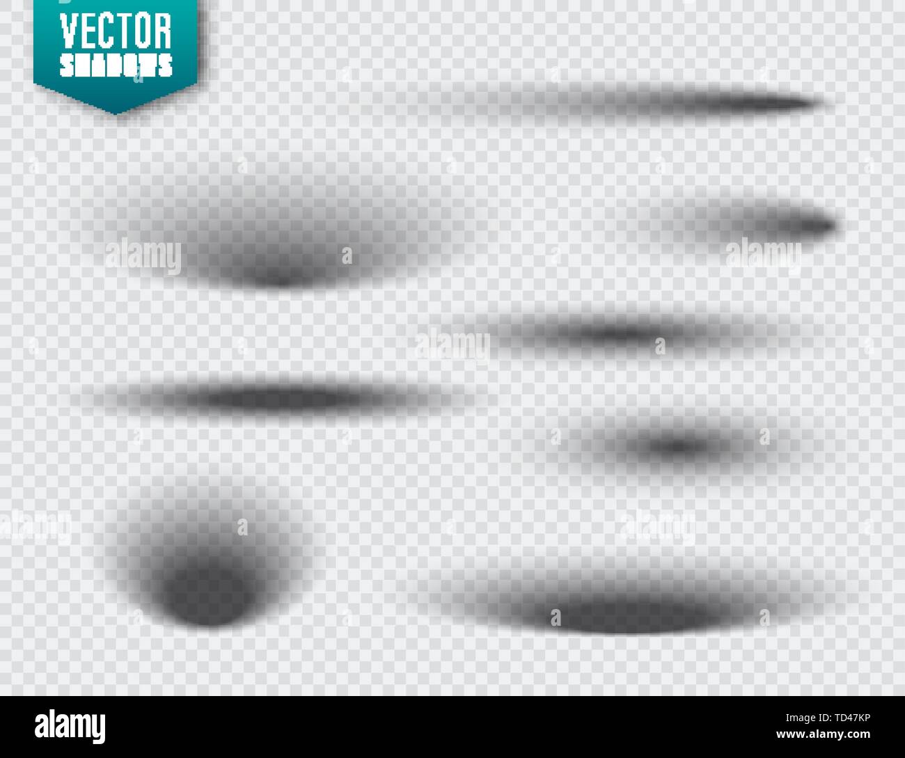 Vector shadows set on transparent background. Realistic isolated shadow ...