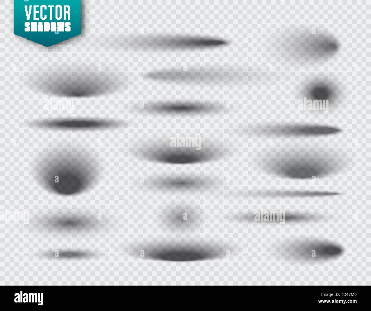 Vector shadows set on transparent background. Realistic isolated shadow ...
