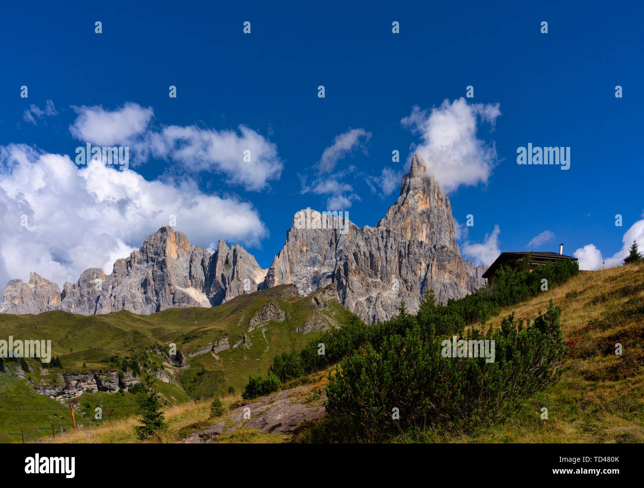 Rolle Pass, Cimon de la Pala, Dolomites, Veneto, Italy, Europe Stock Photo