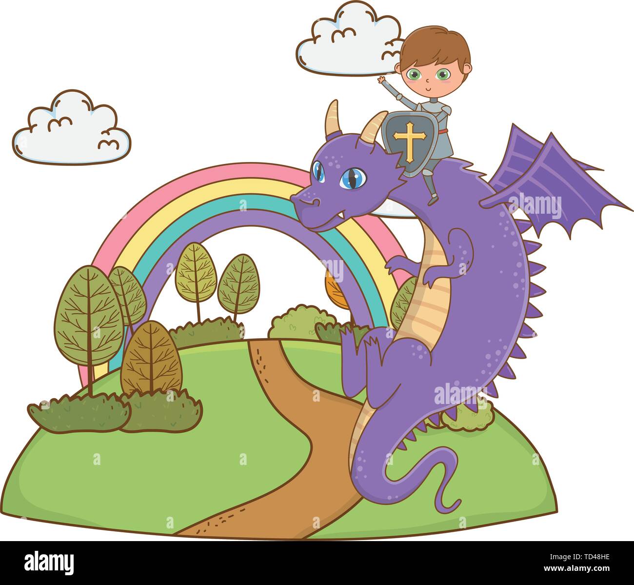 Knight and dragon design, Fairytale history medieval fantasy kingdom ...