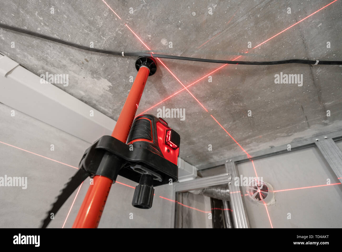 Laser measurement during renovation. Construction tools and equipment