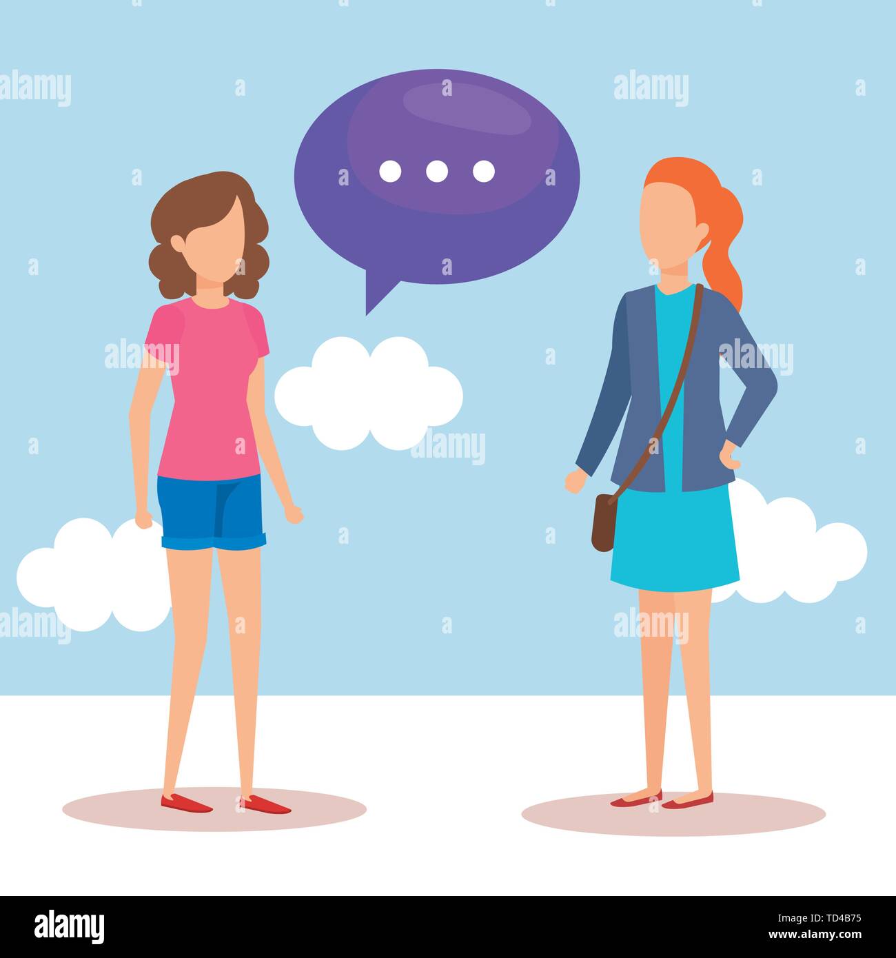 Girls With Speech Bubbles Vector Illustration Design Vector Illustrator Stock Vector Image Art Alamy