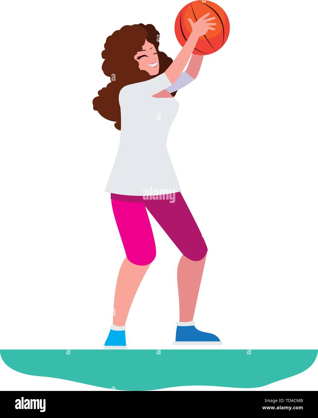 happy little girl playing basketball vector illustration design Stock ...