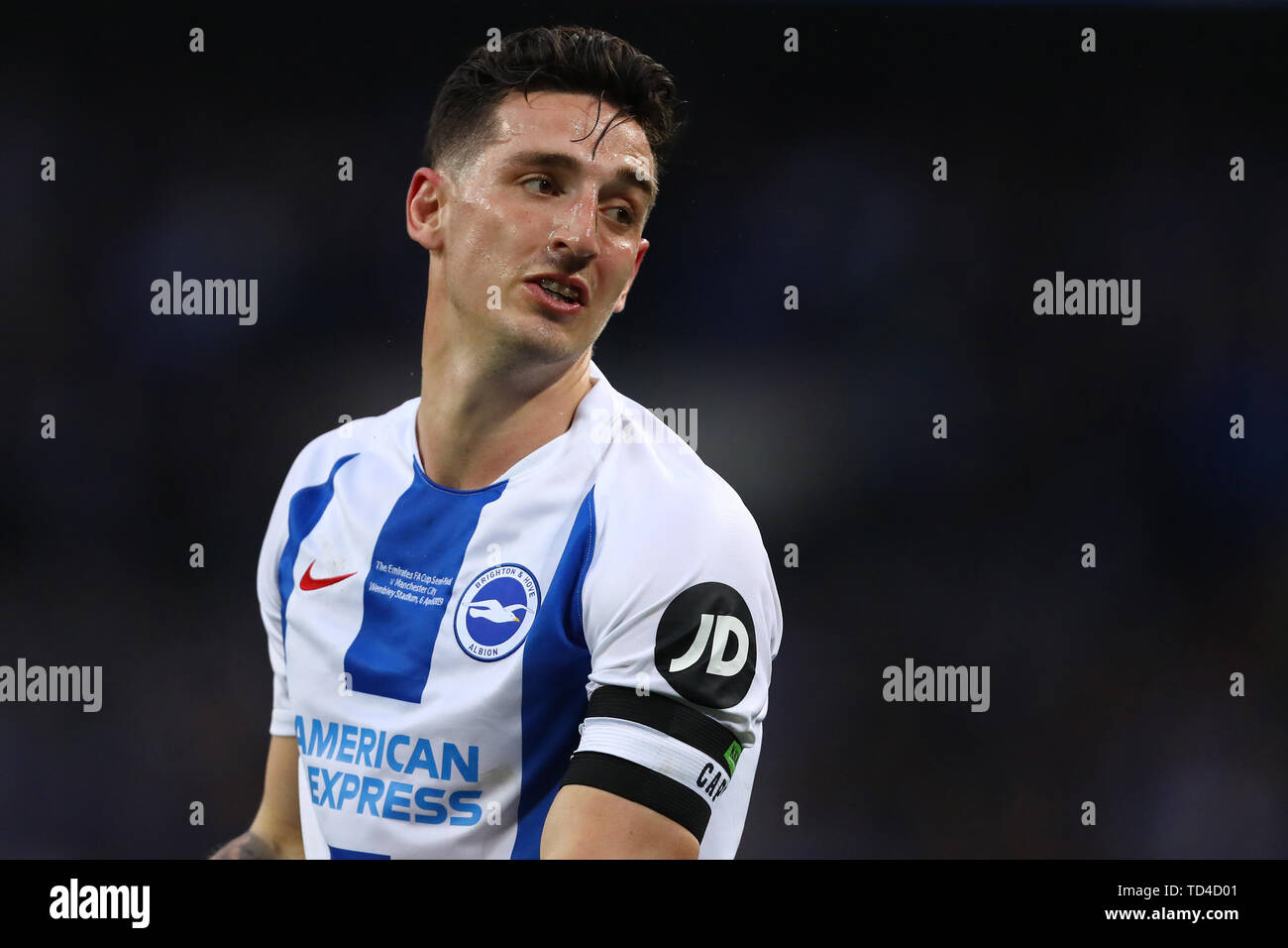 Lewis Dunk of Brighton & Hove Albion - Manchester City v Brighton & Hove Albion, The Emirates FA Cup Semi Final, Wembley Stadium, London - 6th April 2019  Editorial Use Only Stock Photo