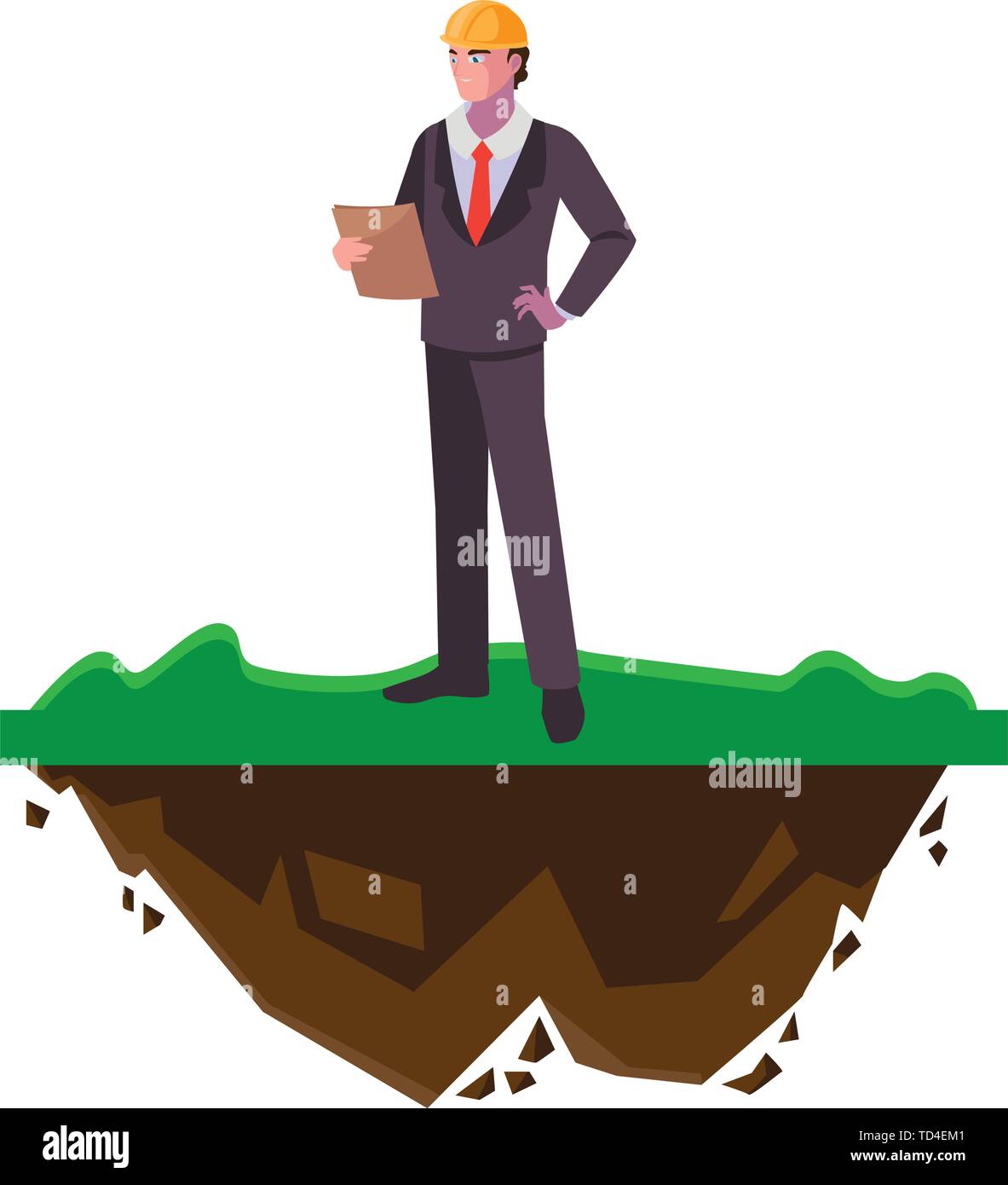 engineer builder worker on the lawn vector illustration design Stock ...