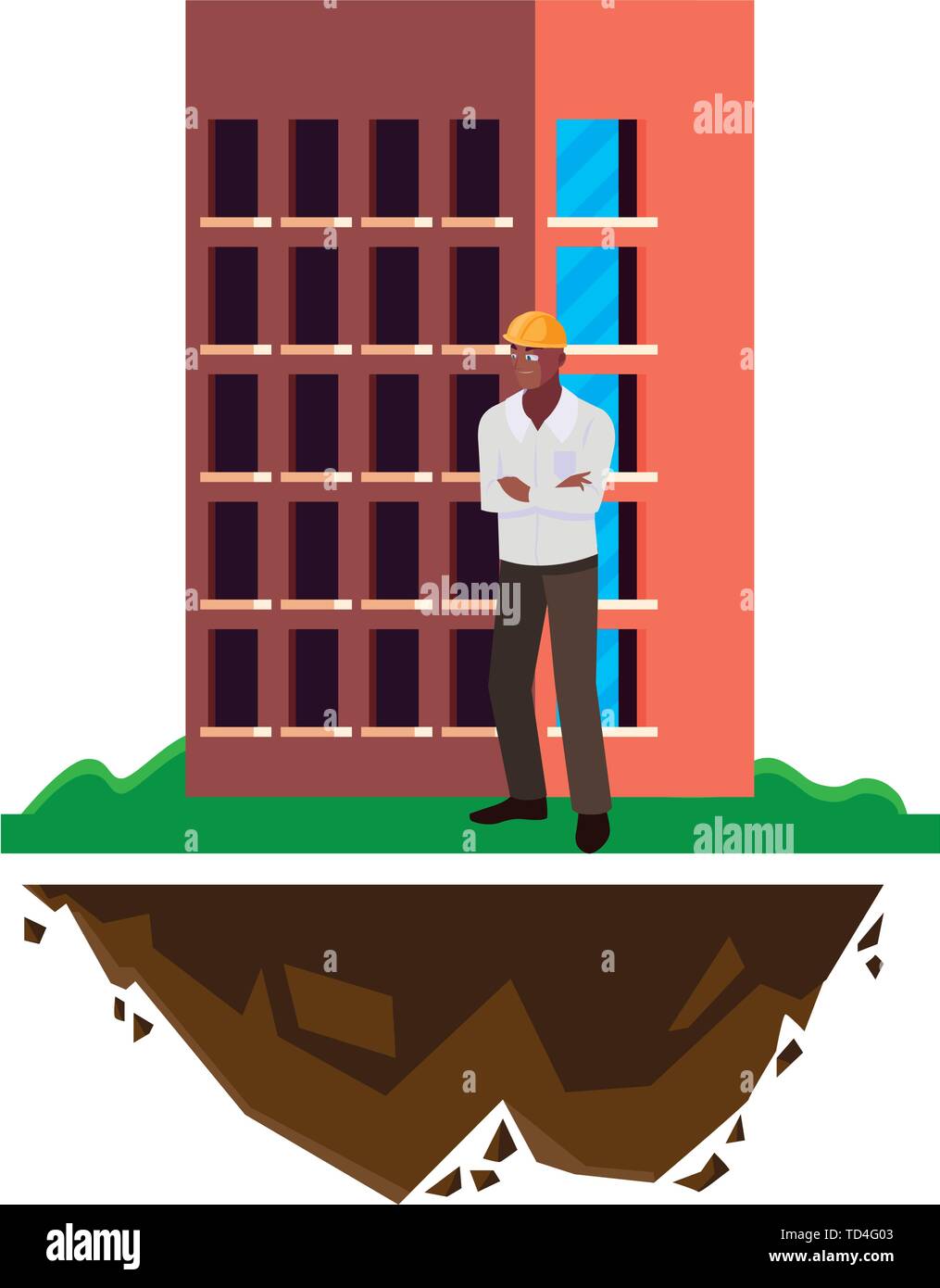 Man builder profession in flat design style. 2175723 Vector Art at